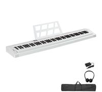 FCH Piano numérique 88 touches, instrument de musique électronique portable, MIDI Bluetooth,pour enfants et débutants, avec étui de transport,Blanc