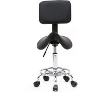 FCH Tabouret de massage réglable en forme de selle avec dossier, noir