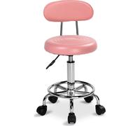 FCH tabouret pivotant avec dossier tabouret à roulettes réglable en hauteur tabouret de travail pivotant tabouret de cabinet médical tabouret cosmétique à roulettes rose
