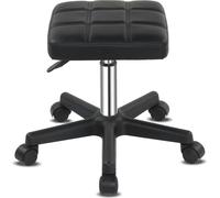 FCH Tabouret pivotant carré à roulettesPolyuréthaneLeahter Tabouret à roulettes réglable en hauteur pour spa Salon de massage Noir