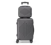FCH trolley rigide 4 roulettes, set de 2 valises pour bagages à main, M + coffret cosmétique,gris foncé