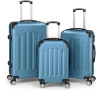 FCH Valises rigides Ensemble de valises Ensemble de trolleys 3 pcs. avec bandes longitudinales ABS, Navy