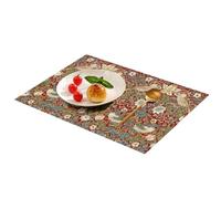 Fchen art Lot de 6 sets de table de la collection Strawberry Thief Vert sauge William Morris Vintage Floral Sets de table résistants à la chaleur pour table de salle à manger tasses