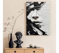 Fchen art Peinture à l'huile sur toile peinte à la main, peinture à l'huile sur toile, art mural noir et blanc, grande peinture à l'huile noire et blanche, peinture abstraite texturée encadrée