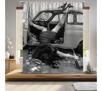 Fchen art Rideau de douche dramatique noir et blanc avec crochets - Décoration de salle de bain imperméable à séchage rapide pour toilettes et toilettes modernes - 180 x 80 cm