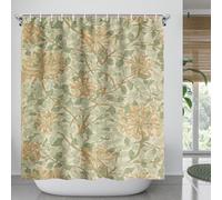 Fchen art William Morris - Ensemble de rideaux de douche avec 12 crochets, rideaux de bain en tissu polyester imperméable, motif floral vert clair, décoration d'intérieur, salle de bain, baignoire,