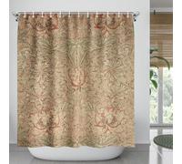 Fchen art William Morris - Ensemble de rideaux de douche en tissu polyester imperméable à séchage rapide, rideau de douche à motif floral, ensemble de rideau de douche vintage avec 12 crochets