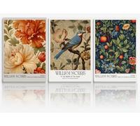 Fchen art William Morris Poster d'exposition de fleurs et d'oiseaux sur toile, motifs d'artistes célèbres, art mural botanique vintage, art nouveau, impression botanique d'oiseaux, 40 x 60 cm