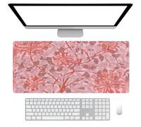 Fchen art William Morris - Tapis de souris rose pour clavier, tapis de souris rose, tapis de souris de bureau, tapis de souris motif floral naturel, tapis de clavier résistant à l'eau pour joueur,