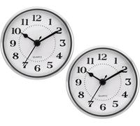 Fchhk-3,5"" 90mm Insert De Horloge En Quartz, 2 Pièces Mouvement De Quartz Rond Miniature Mini Horloge À Chiffres Arabes Pour Trou De 78mm/3,1"" De Diamètre, Ton Argent/Blanc, Style 4