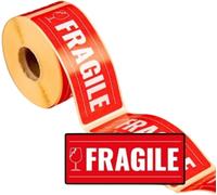 Fchhk-300 Etiquettes Fragile Rectangulaires Autocollantes En Rouleau - 98 X 40 Mm - Fragile - 1 Rouleau De 300 Stickers Pour Entrepreneurs, Smallbusiness