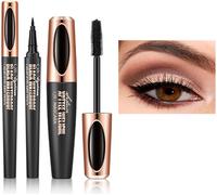 Fchhk-Eyeliner Pencil Liquide Eyeliner Séchage Rapide + 4d Lash Extension Mascara - Waterproof Silk Fiber Volume Mascara, Natural And False Lash Look In One Mascara, Long Lasting Mascara - Noir