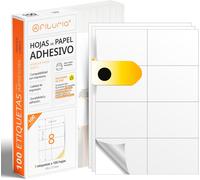 Fchhk-Feuilles A4 D'étiquettes Adhésives Blanches, Créez Vos Autocollants Personnalisés Toute Surface, Papier A4 Adhésif Sécurisé, Étiquette Adhésive À Imprimer - Ofituria (8 Par Feuille, 100 Feuille