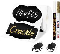 Fchhk-Joyoldelf Lot De 140 Étiquettes Autocollantes Pour Tableau Noir, Étiquettes De Tableau Avec 2 Marqueurs À Craie, Étiquettes Autocollantes Pour La Cuisine, Pots À Épices, Confiture, Bouteilles
