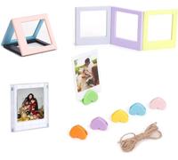 Fchhk-Mini Album Photo Magnétique Coloré Pour Réfrigérateur Compatible Avec Les Appareils Photo Instantanés Polaroid Fujifilm Instax Square Sq40 Sq1 Sq6 Sq20 Sq10, 7 Cadres Et 6 Supports À Clip