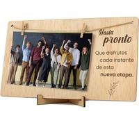 Fchhk-Portafotos Con Pinzas De Madera. Regalo Original Tarjeta Despedida Decir Adiós Amiga Compañero Trabajo Que Se Va Marco Colgar Fotos Con Pinzas 10x15 Madera (Despedida)