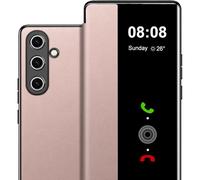 Fciaeytou Coque pour Samsung S23 Etui à Rabat pour Samsung Galaxy S23 Coque Clapet Protection Case S23 Flip Folio Clear View Cover Mince 360 Full Body Antichoc Housse 5G/6.1" (Or Rose)