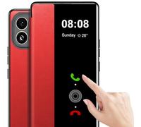 Fciaeytou Coque pour Xiaomi 15T Clapet Clear View Cover Coque pour Xiaomi 15T Etui à Rabat Intégrale Protection Case Flip Folio Silicone TPU Douce Antichoc 360 Full Body Antichoc Housse 5G (Rouge)