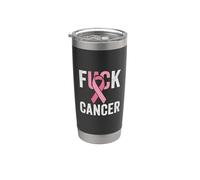 Fck Cancer Ruban rose Survivor Warrior Awareness Fighter Gobelet isotherme en acier inoxydable double paroi