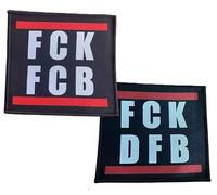 FCK FCB & DFB - Lot de 2 écussons à coudre ou à repasser - Écusson thermocollant contre la Bavière, Fuck Munich, Fédération de football allemande - Politique drôle - Satire - 10 x 10 cm (set de