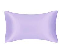 FCLA 1 taie d'oreiller en soie de mûrier des deux côtés et 1 chouchou en soie, pour prendre soin de vos cheveux et de votre peau, standard 50 x 75 cm, lavande