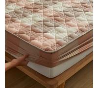 FCLDESHOP Drap Rafraichissant,Protège-Matelas matelassé épais en Pur Coton, surmatelas à sommier tapissier antidérapant Doux et Confortable, carré D, 180 x 200 cm + 30 cm