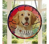 FCLYDER Attrape-Soleil Personnalisé pour Animal de Compagnie, Personnalisé Suncatcher commémoratif pour Chiens, Vitrail à Suspendre pour Chien et Chat, Décoration Commémorative pour Chien