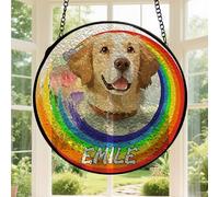 FCLYDER Attrape-Soleil Personnalisé pour Animal de Compagnie, Personnalisé Suncatcher commémoratif pour Chiens, Vitrail à Suspendre pour Chien et Chat, Décoration Commémorative pour Chien