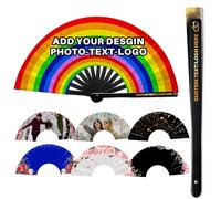FCLYDER Eventail Pliant Personnalisé avec Votre Photo/Logo, Clack Main Fan, Eventail Personnalisable Pliant, éventails Pliants Décoratifs pour Spectacles, Décorations, Mariages, D'entreprise, FêTes