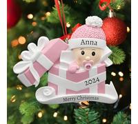 FCLYDER Personnalisé décoration de Noël, Ornement de Noël personnalisé pour Le Premier bébé, Pendentifs de NoëL, Bonhomme de Neige Nom personnalisé, Boule de Noël pour bébé
