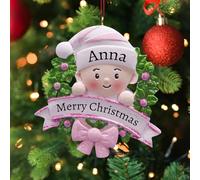 FCLYDER Personnalisé décoration de Noël, Ornement de Noël personnalisé pour Le Premier bébé, Pendentifs de NoëL, Bonhomme de Neige Nom personnalisé, Boule de Noël pour bébé