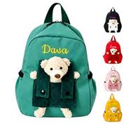 FCLYDER Sac à dos personnalisé avec nom brodé, décoré d'un petit ours peluche amovible, idée cadeau personnalisée pour tous les usages quotidiens (Petit Ours)