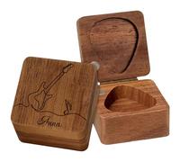 FCLYDER Support de Médiator en Bois Personnalisé - Boîte de Médiators pour Guitare Personnalisé - Porte Médiator Guitare Nom Gravé - Cadeau pour Joueur de Guitare
