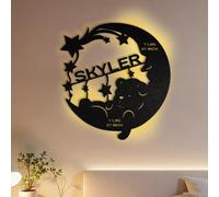 FCLYDER Veilleuse LED pour Bébé, Lampe Led Murale En Gravé, Veilleuse Déco Fée Avec Prénom Personnalisé Pour Bébés, Cadeau de Baptême pour Garçon et Fille