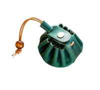 FCMWLKEJI Creativity Porte-monnaie unisexe en cuir avec cordon de serrage et bouton pression Style rétro, Vert, S