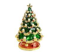 Fcnjsao Boîte à bagues élégante verte pour arbre de Noël, boîte de rangement pratique pour bijoux et accessoires