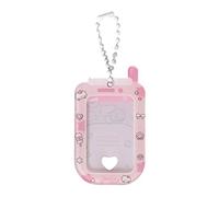 Fcnjsao Carte photo en forme de téléphone de dessin animé 1 pouce Housse de protection décorative pour cartes acryliques Porte-clés Charme