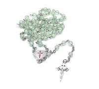 Fcnjsao Chapelet catholique, colliers de prière crucifix, perles rondes, pendentif religieux, bijoux religieux pour femmes et hommes