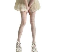 Fcnjsao Collants en dentelle pour femme - Bas résille - Collants à motifs - Chaussettes hautes - Leggings, blanc, Taille unique