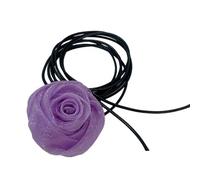 Fcnjsao Collier ras du cou tendance avec pendentif floral sur cordons - Accessoire tendance - Rose