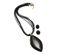 Fcnjsao Collier tendance pour femme - Boucles d'oreilles rondes - Chaîne de clavicule - Tempérament - Simple à froid - Réglable - Corde cirée, Water drop hollow, Acrylique