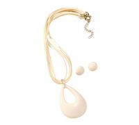 Fcnjsao Collier tendance pour femme - Boucles d'oreilles rondes - Chaîne de clavicule - Tempérament - Simple à froid - Réglable - Corde cirée, Water drop hollow, Acrylique