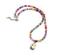Fcnjsao Colliers pour femme avec pendentif en forme de gâteau de perles colorées - Collier court bleu - Collier de perles de riz, Résine