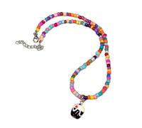 Fcnjsao Colliers pour femme avec pendentif en forme de gâteau de perles colorées - Collier court bleu - Collier de perles de riz, Résine
