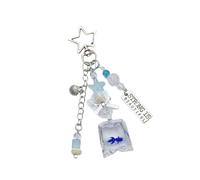 Fcnjsao Cordon de téléphone fait main Bleu Pratique Résine et Alliage Suspendu Joli Pendentif Poisson Inspiré Océans Perles Pour Les Adolescents