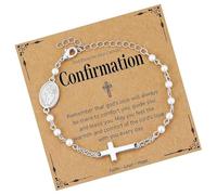 Fcnjsao Élégante chaîne religieuse vintage en acier inoxydable avec perles pour les amateurs de mode, Holy Communication5, Comme décrit, Comme décrit.