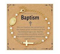 Fcnjsao Élégante chaîne religieuse vintage en acier inoxydable avec perles pour les amateurs de mode, Holy Communication5, Comme décrit, Comme décrit.