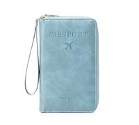 Fcnjsao Étui portefeuille de voyage pour passeport, accessoires pour cartes, cartes d'embarquement, étuis de passeport, portefeuille en cuir PU, cadeau, bleu ciel, Taille unique, Beauté de masse