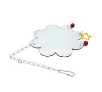 Fcnjsao Jouet miroir de poulet avec cloches colorées et étoile pour poules, poussins, coqs, balançoire suspendue d'un côté, grand miroir jouet pour perroquets