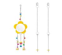 Fcnjsao Jouet pour poules avec miroirs, balançoire à poules, jouet miroir, avec cloches, suspension de légumes, en acier inoxydable, distributeur de nourriture pour coqs